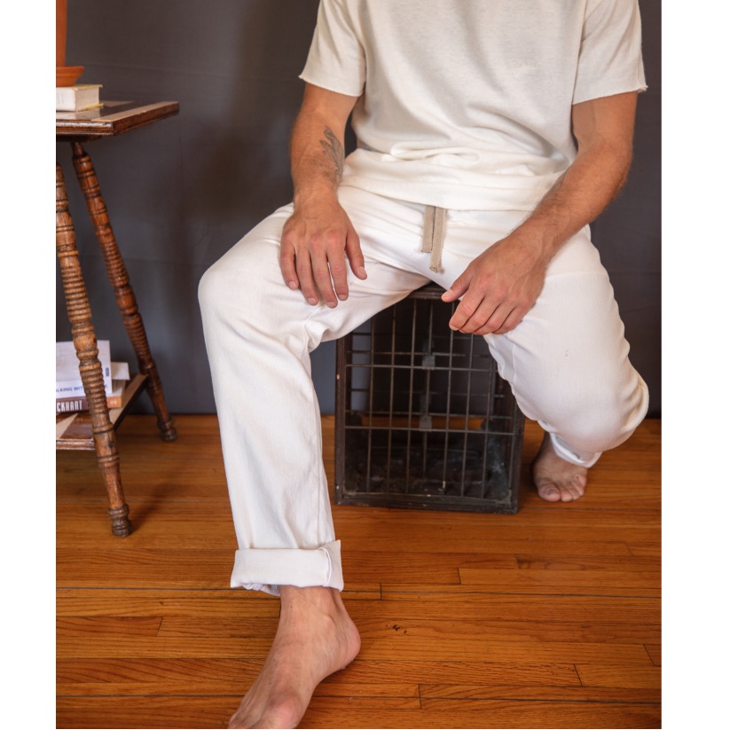 Lykos Cream Natural Cotton Hemp Casual Art In Motion Pants - Medium